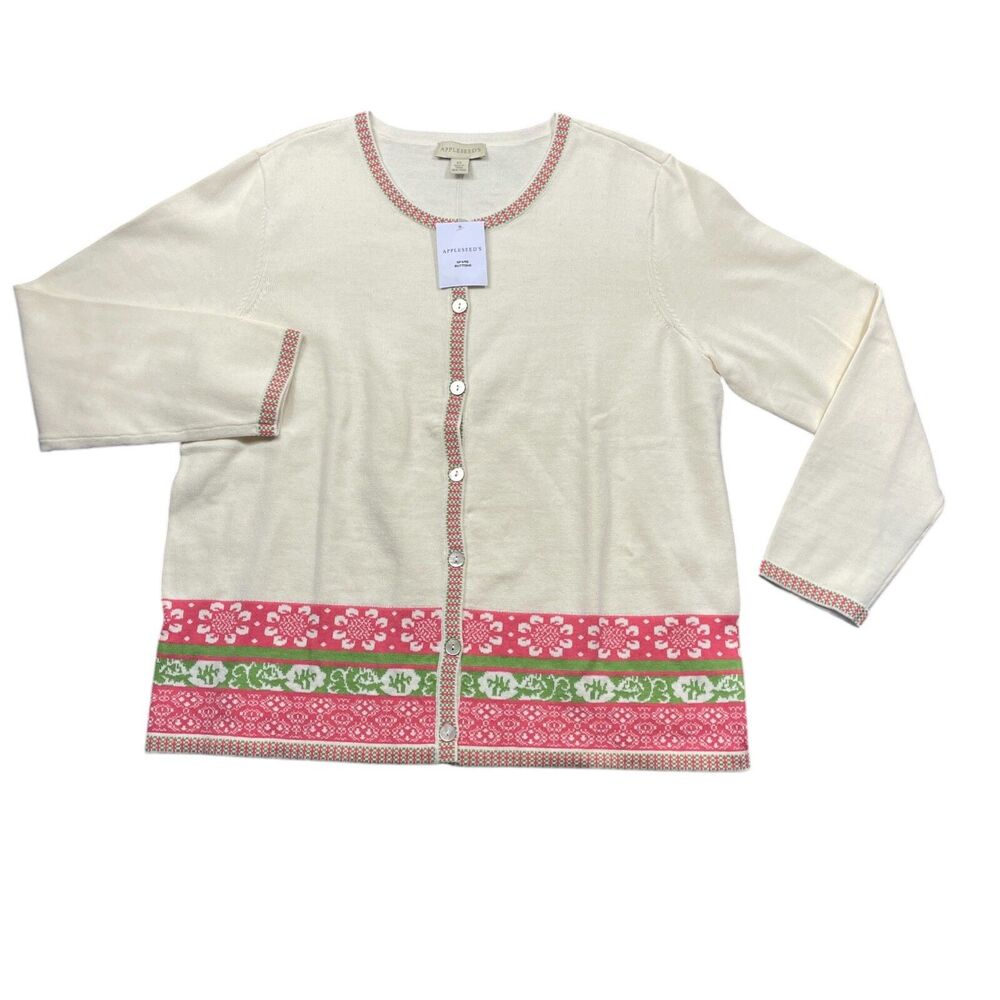 Appleseeds XL New‎ w/Tags Cardigan Button Up 100% Cotton